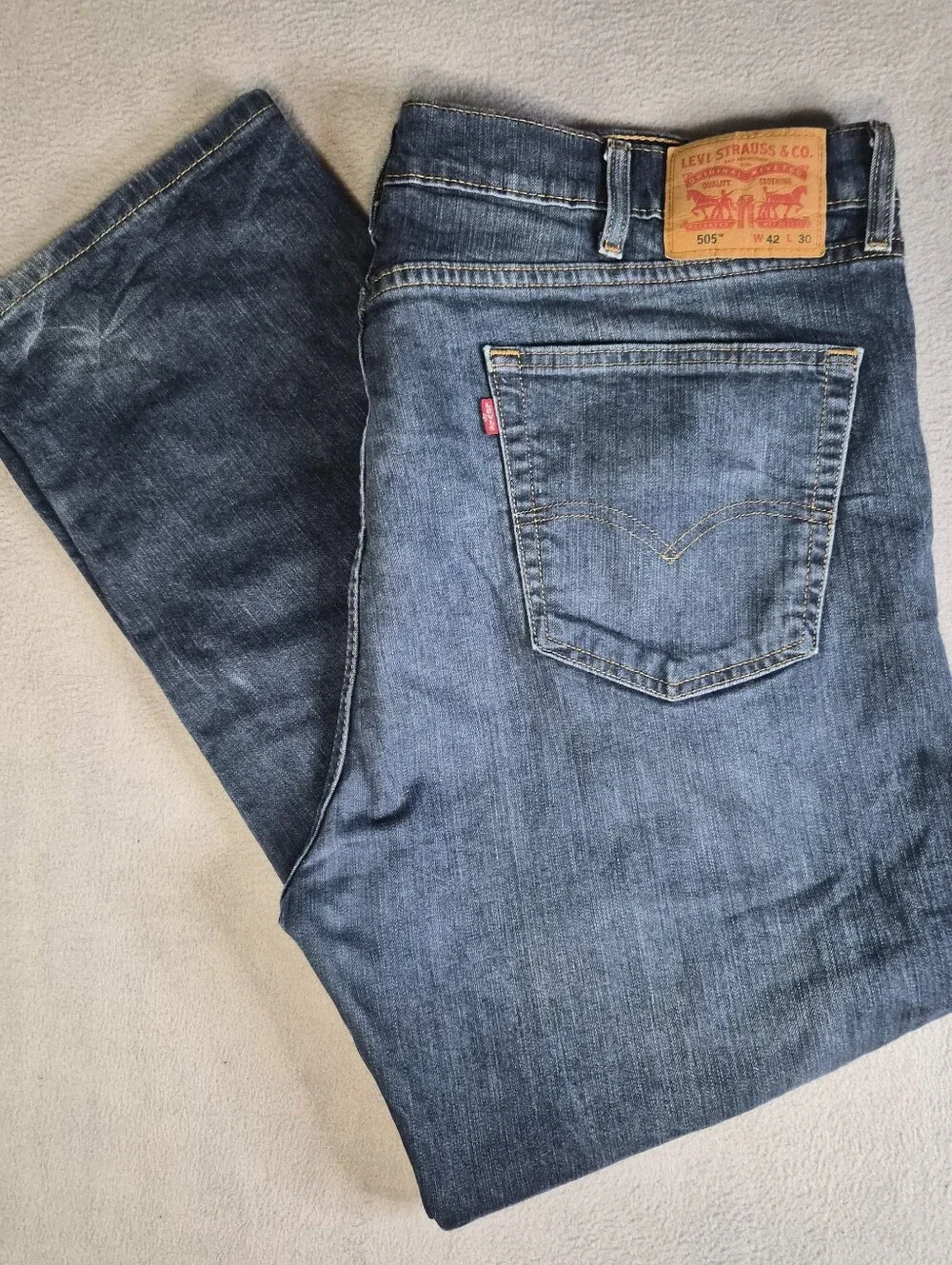 Levi's 505 straight leg blue jeans Size mens 42x30 #denim #classic